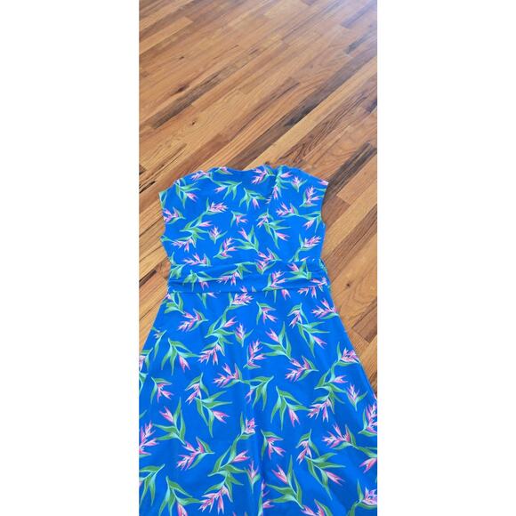 Lands's End Women's Blue Short Sleeve Maxi Dress LG Floral Comfort - Picture 10 of 11